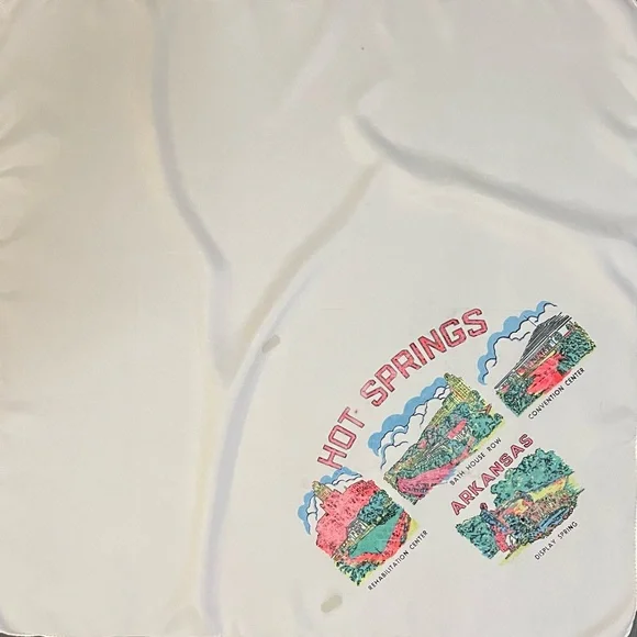 Vintage 60s Hot Springs Arkansas Souvenir Scarf 29 In Fair Condition - Picture 2 of 10